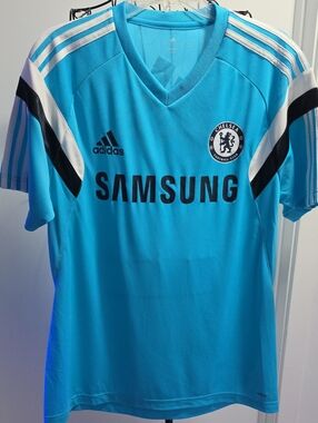 adidas Chelsea Light Blue Black Samsung Soccer Jersey
